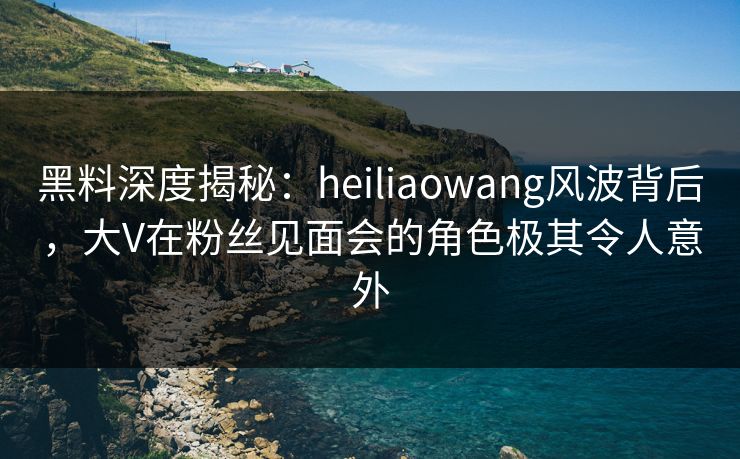 黑料深度揭秘：heiliaowang风波背后，大V在粉丝见面会的角色极其令人意外