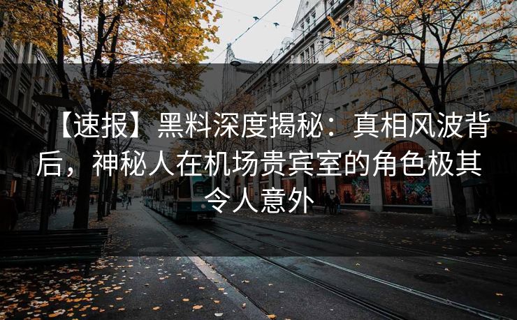 【速报】黑料深度揭秘：真相风波背后，神秘人在机场贵宾室的角色极其令人意外