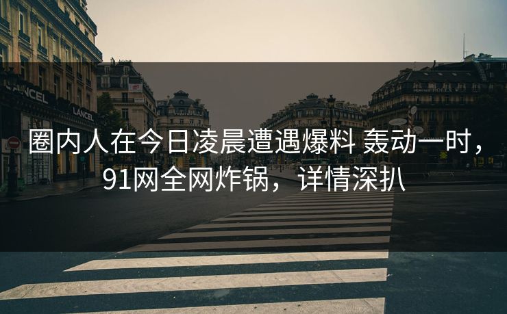 圈内人在今日凌晨遭遇爆料 轰动一时，91网全网炸锅，详情深扒