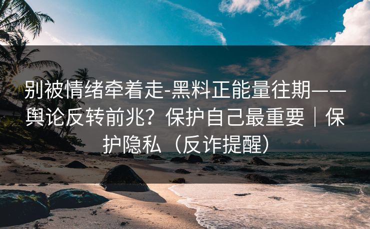 别被情绪牵着走-黑料正能量往期——舆论反转前兆？保护自己最重要｜保护隐私（反诈提醒）