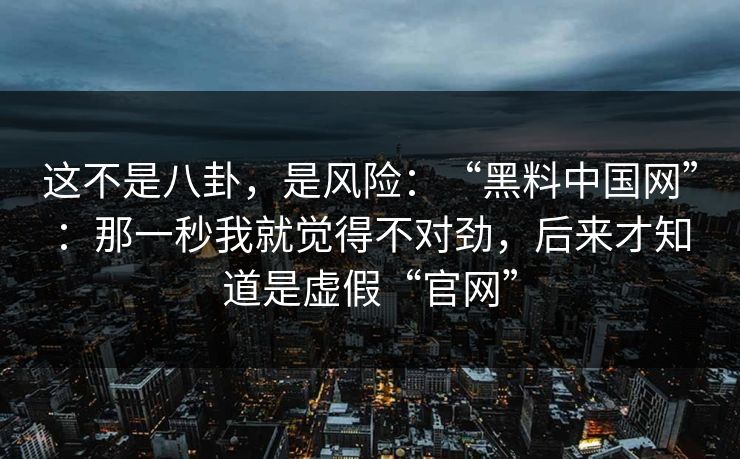 这不是八卦，是风险：“黑料中国网”：那一秒我就觉得不对劲，后来才知道是虚假“官网”
